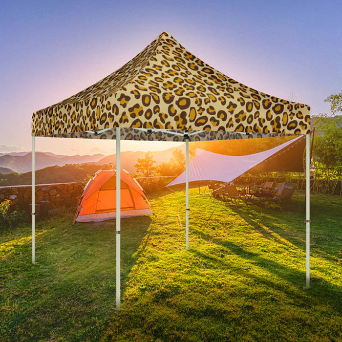 Factory 10x10Ft 10x15Ft 10x20Ft Pop Up Gazebo Tent Outdoor Picnic Park Leopard Print Camping Custom Canopy Tents