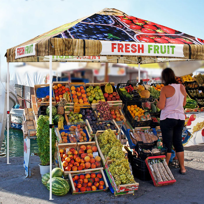 10x10 Ft Wholesale Folding Trade Show Pop Up Canopy Print Fruit products Tents Pop Up Custom Canopy Tent