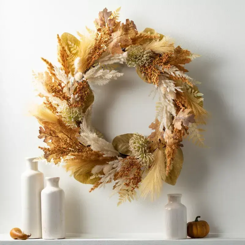 White Maple Leaf Rattan Wreath Thanksgiving Wreath Door Hanging Cherry Blossom Tree Wedding Table Centerpieces