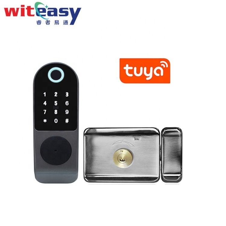 Biometric both sides Fingerprint Touch  cerraduras nfc IC electronic exterior gate door lock with Tuya App TTlock