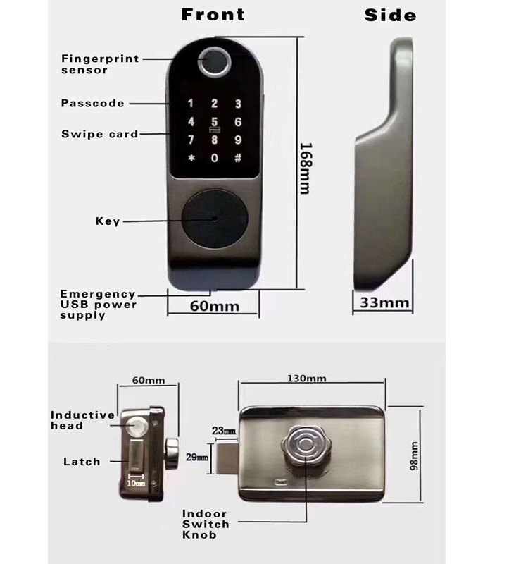 High Security Electric Digital Fingerprint Smart Door Lock With Tuya APP TTLOCK BLE Wifi Mobile Lock