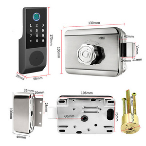 Waterproof Digital Biometric  Fingerprint Glass Door Ttlock APP Aluminum Sliding Smart door lock