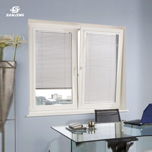 Sanjing Glass cheap manufacture jalousie windows shutter window for hurricane pvc windows with blind pvc window with shutter