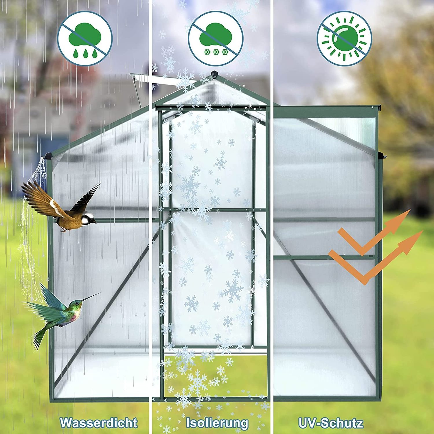 Commercial Strong Hobby Polycarbonate Garden Greenhouse For Sale