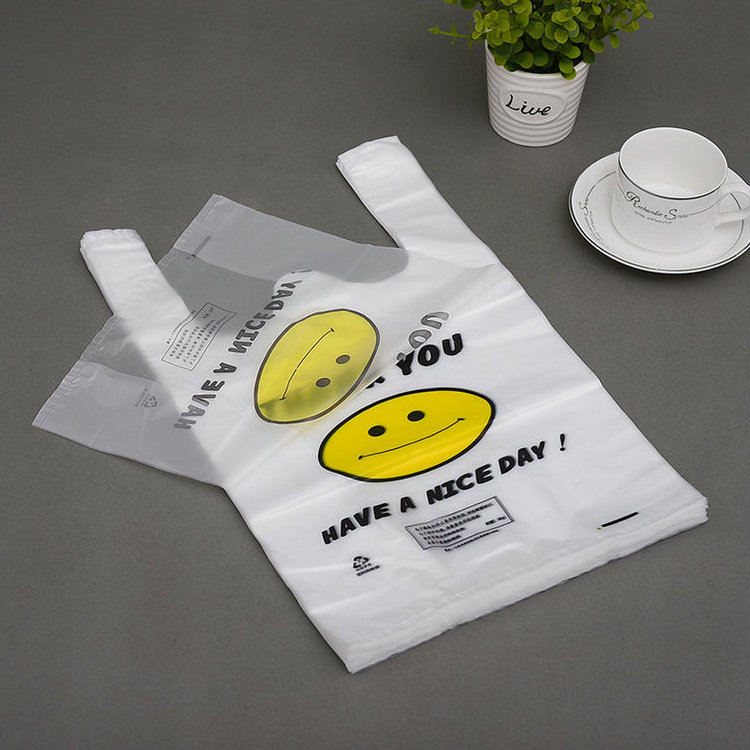 Environmentally friendly Heavy duty LDPE HDPE thank you vest carrier plastic bags / T-shirt plastic bag for supermarket