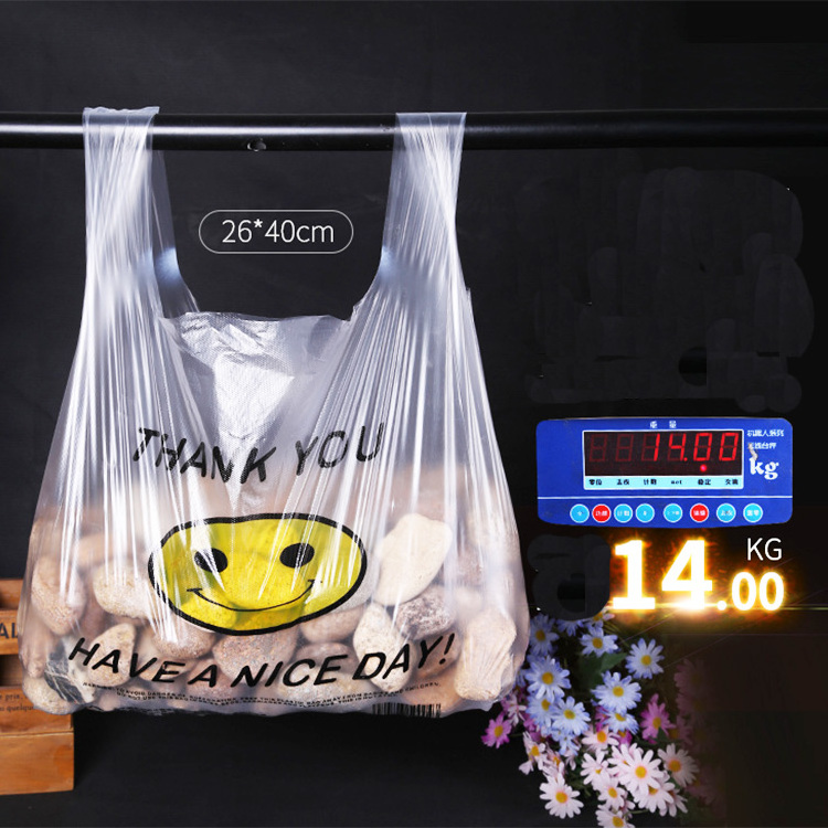 Environmentally friendly Heavy duty LDPE HDPE thank you vest carrier plastic bags / T-shirt plastic bag for supermarket