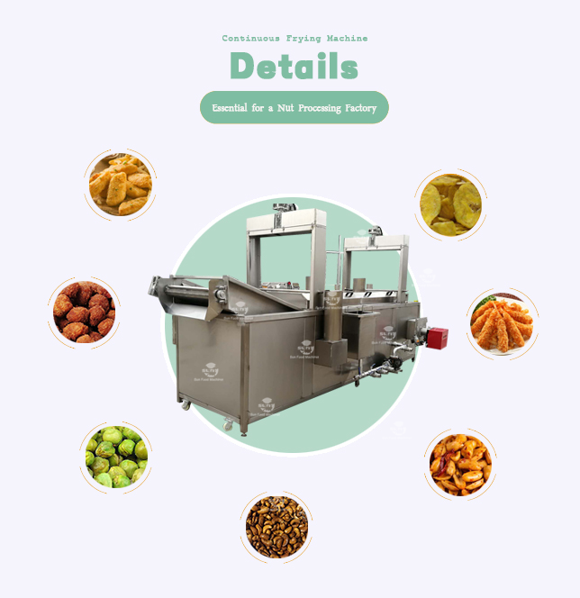 Automatic fish shrimp fryer machine commercial deep soyabean corn nut chicken frying machine continuous peanut nut fryers