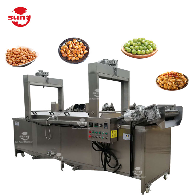 Automatic fish shrimp fryer machine commercial deep soyabean corn nut chicken frying machine continuous peanut nut fryers