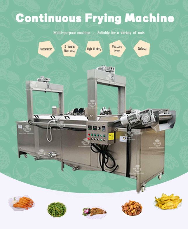 Automatic fish shrimp fryer machine commercial deep soyabean corn nut chicken frying machine continuous peanut nut fryers