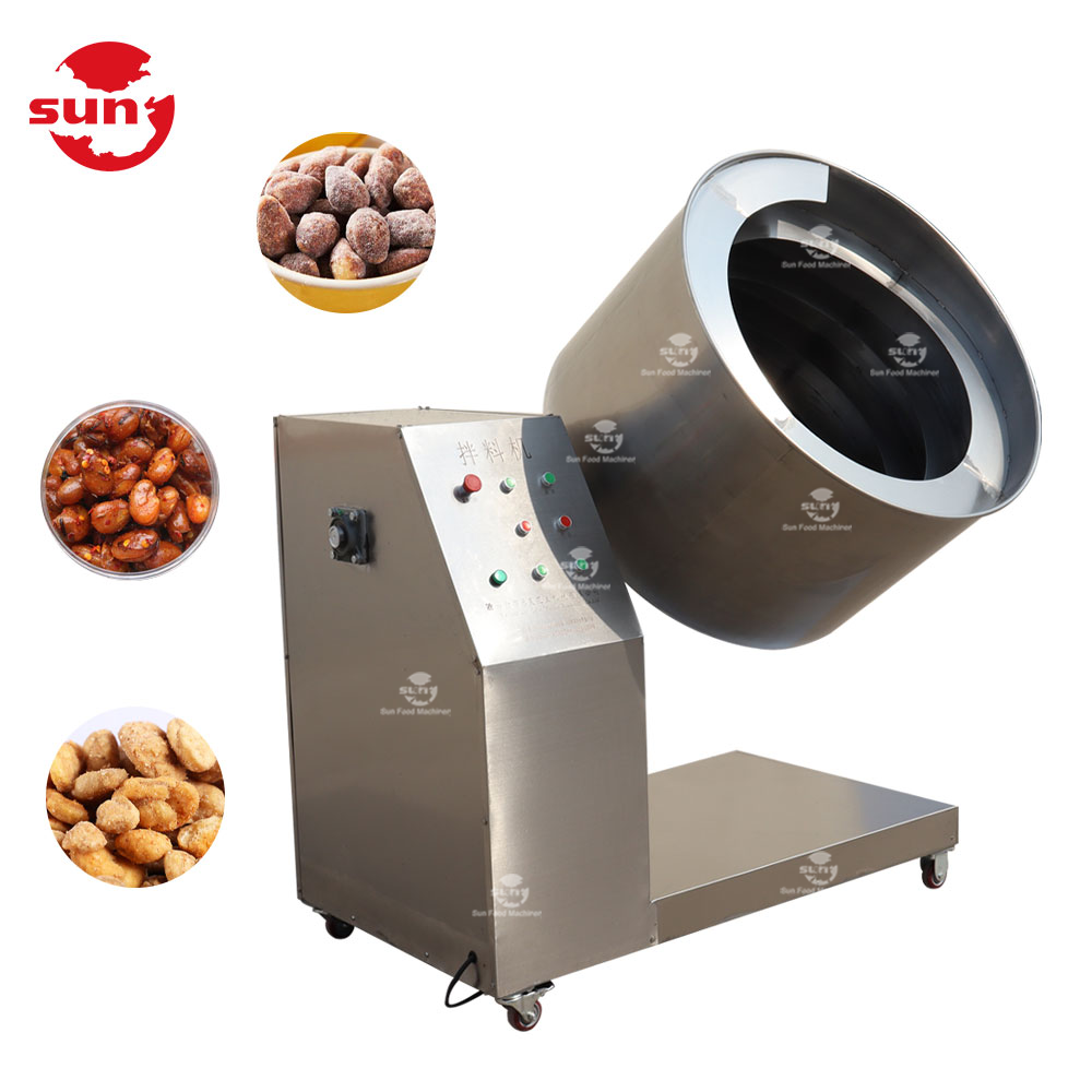 Automatic nut and spices ingredients  mixing machine flavored nuts making  equipment flour sugar salt coating peanut machine