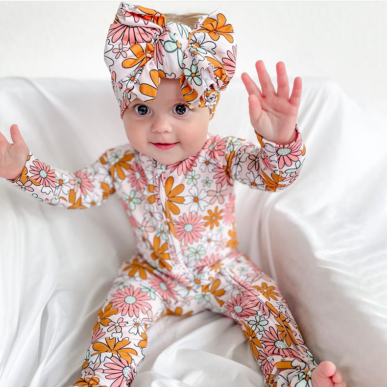 Baby Clothes Kids Clothing Natural Fabric Long Sleeves 95% Bamboo 5%Spandex Zipper Baby Sleeper Infant Jumpsuit Romper