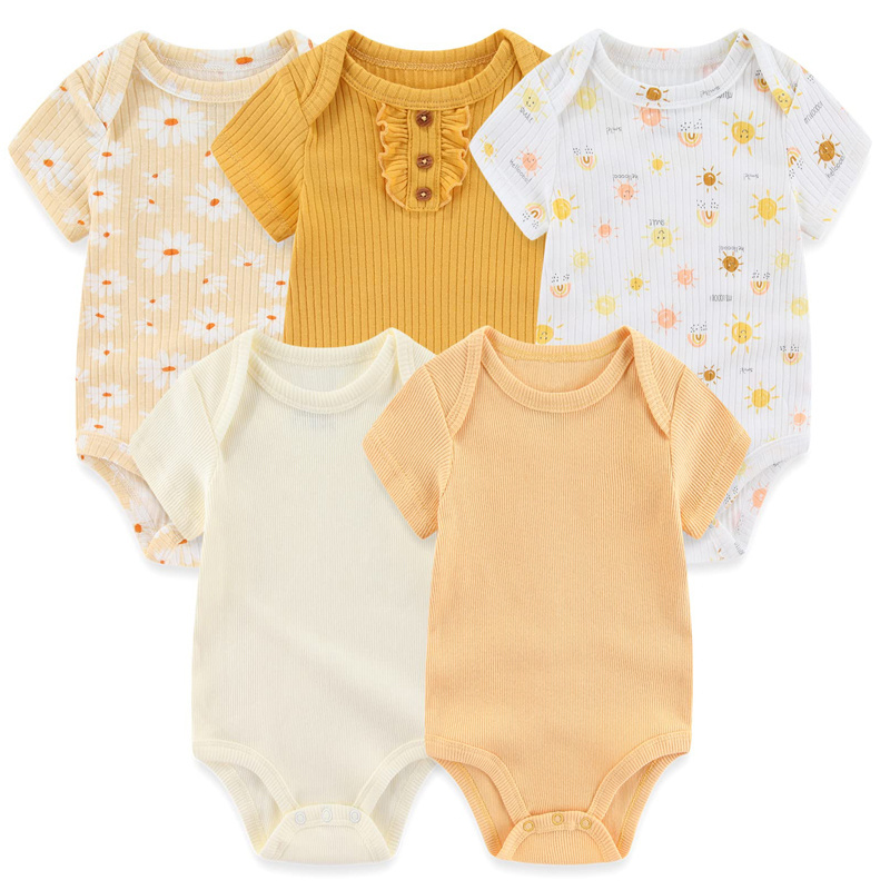 Wholesale Summer Blank newborn Baby onesies 100% polyester shirts Girls newborn shorts Wholesale cheap short sleeved onesies