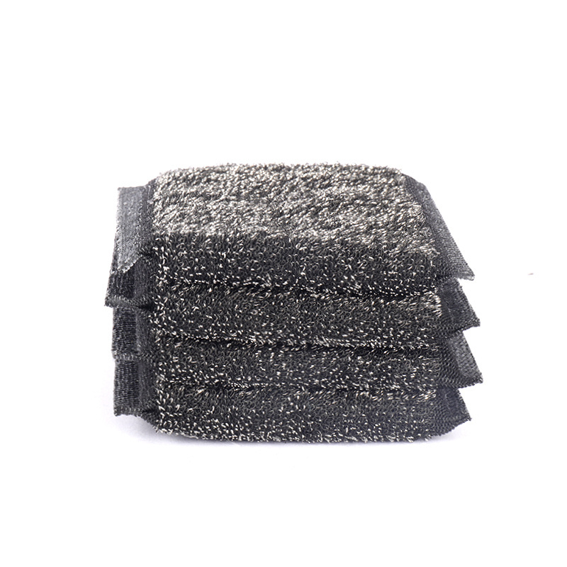 Hot sell kitchen dishwashing stainless steel wire sponge scrubber black scourer