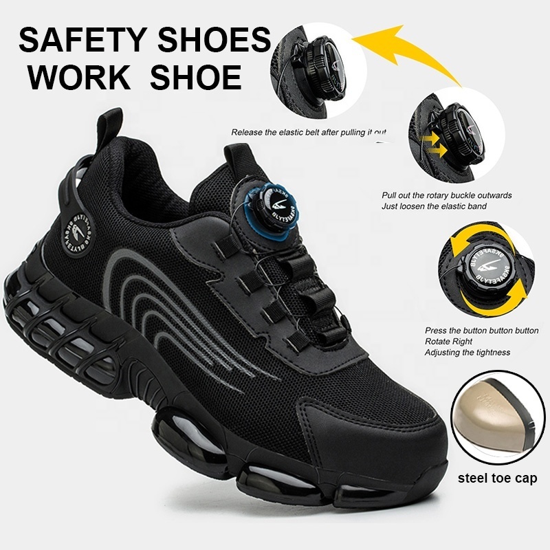 CEATSAFETV Unisex Puncture Proof breathable safety shoes Steel Toe Rotary Buckle Button Work Safety Shoes