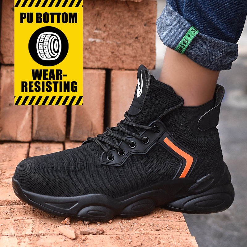 2022 Breathable Men's Safety Work Boots light weight safety shoes Non-slip PU Men Women Steel toe safety boots for women