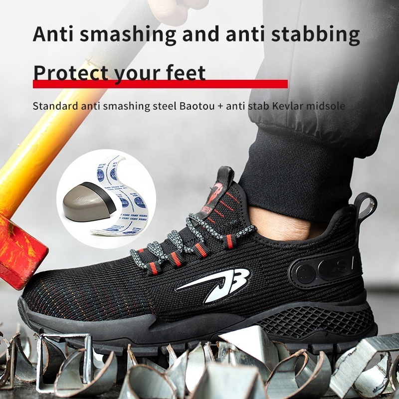 Breathable Sneakers Anti-Smash Puncture Proof  Slip On Steel Toe Work Boots for Men Women Safety Shoes