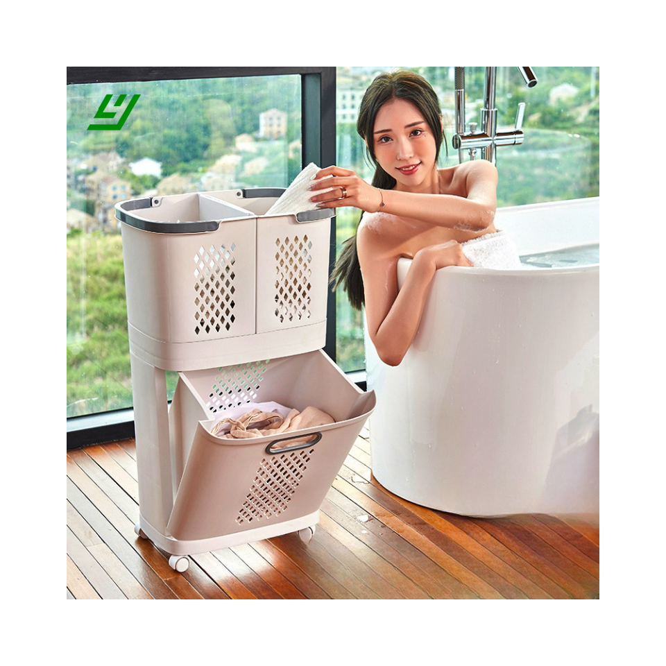 Wholesale Customize New Design Product Baskets Bathroom Organizer Storage Holders Racks Rolling Plastic Laundry Storage Basket