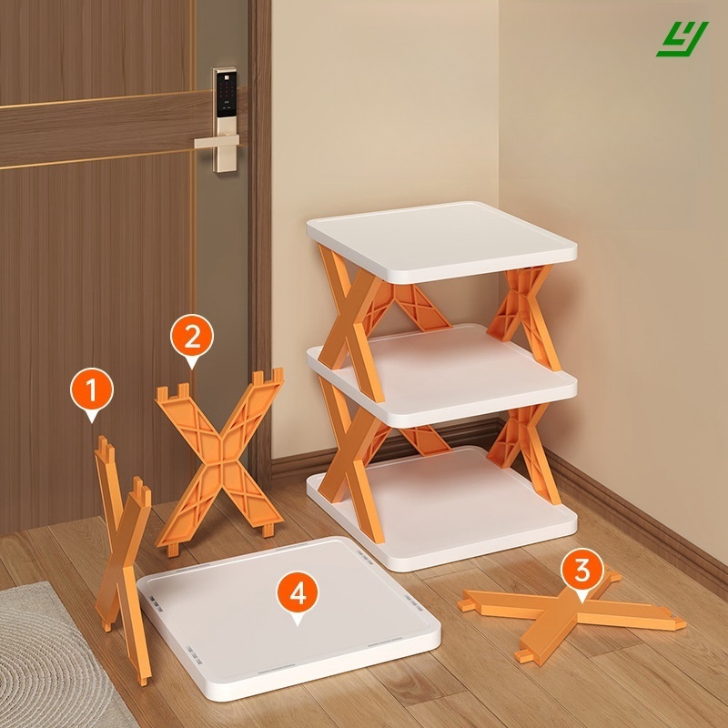 YHY Household simple slippers rack multi-layer space saving free installation of dustproof folding plastic shoe rack