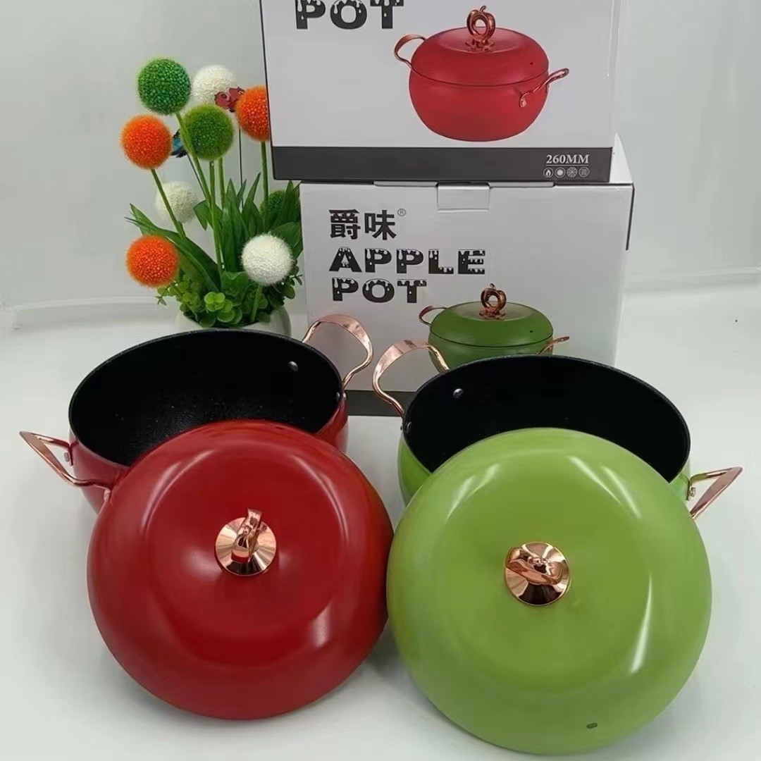 8l Orange New Kitchen Cookware Product Cast Iron Non-stick Stew Soup Pot Gas Apple Shape Micro Pressure Cooker