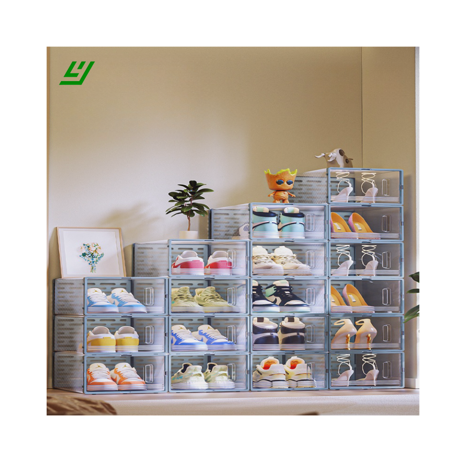 Shoe Rack Shoe Storage Cabinet Plastic Shoe Shelves Organizer for Closet Hallway Bedroom Entryway Clear Sneaker Containers