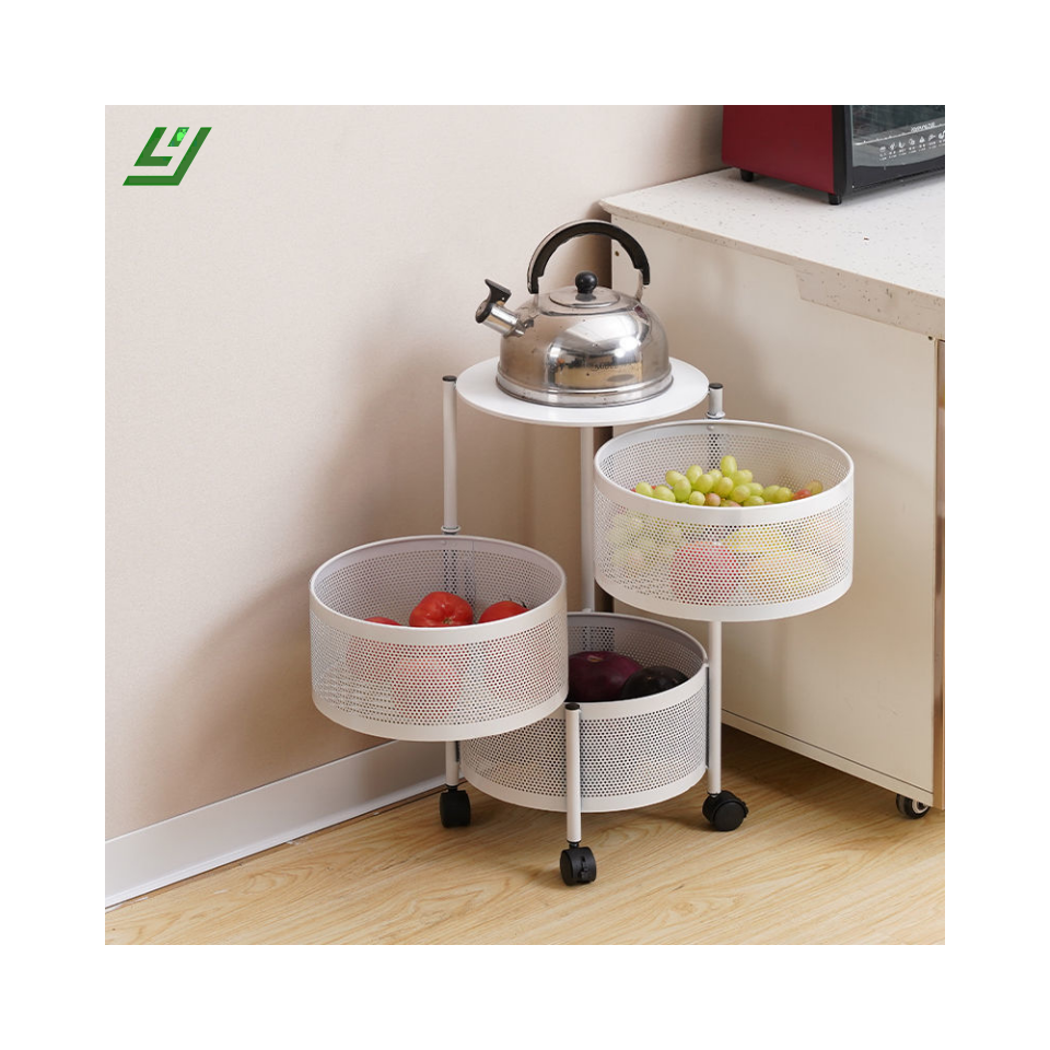 YIHEYI Wholesale Price 5 Tier Rack Multi-layer Rotatable Storage Vegetable Basket 360 Degree Rotating Baskets Rack