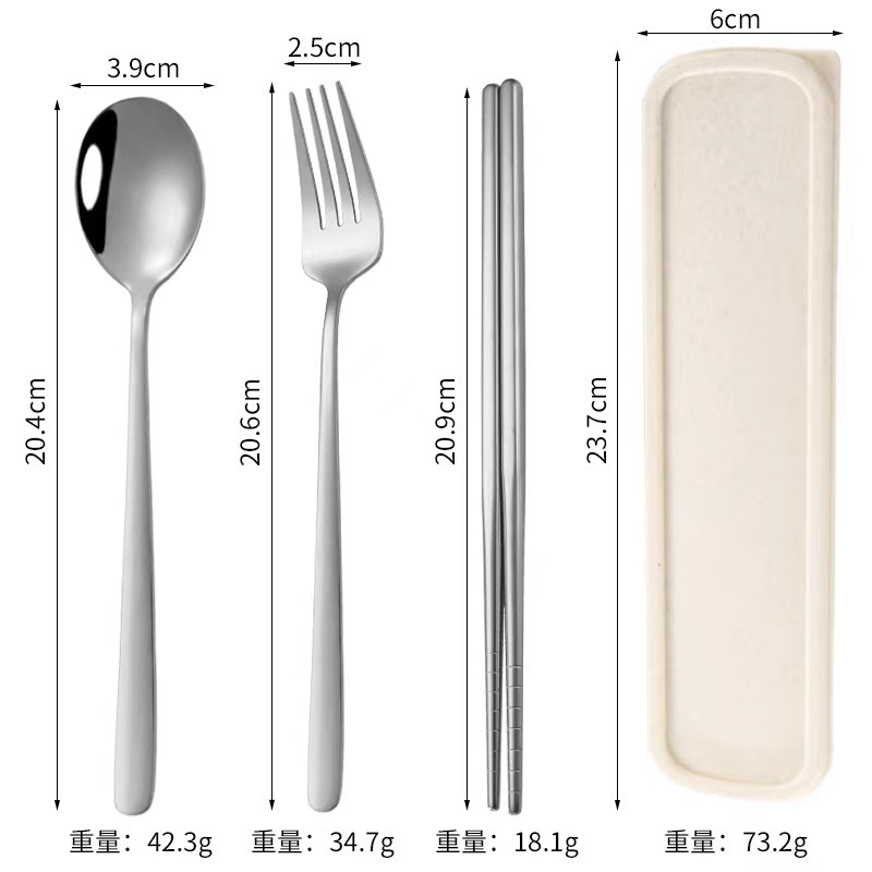 Portugal Stainless Steel Portable Cutlery Set Outdoor Travel Fork Chopsticks And Spoon Set