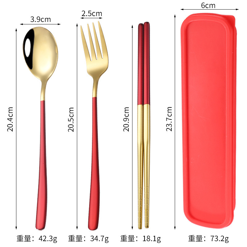 Portugal Stainless Steel Portable Cutlery Set Outdoor Travel Fork Chopsticks And Spoon Set