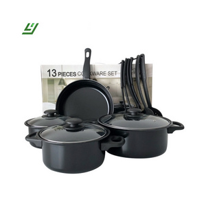 RTSHigh Quality Pot Set Cast Iron Cookware Set Non Stick Cookware Sets Frying Pan Custom Soup Pot With Lid Carbon Steel Material