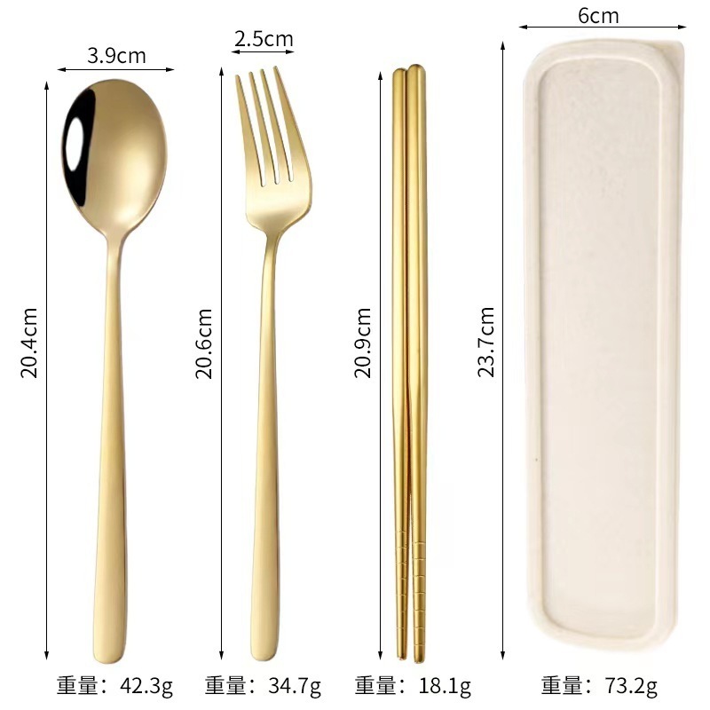 Portugal Stainless Steel Portable Cutlery Set Outdoor Travel Fork Chopsticks And Spoon Set