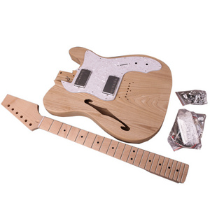 Semi Hollow Ash Body F Holes Maple Neck 22 Frets Truss Rod adjust DIY electric Guitar kit