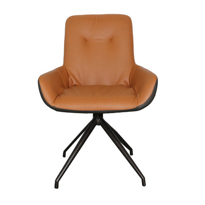 OEM Living Room Armchair Lounge Chair pu Leather Metal Base Leisure Cafe Chair for dining table Swivel Hand Chair sillas comedor