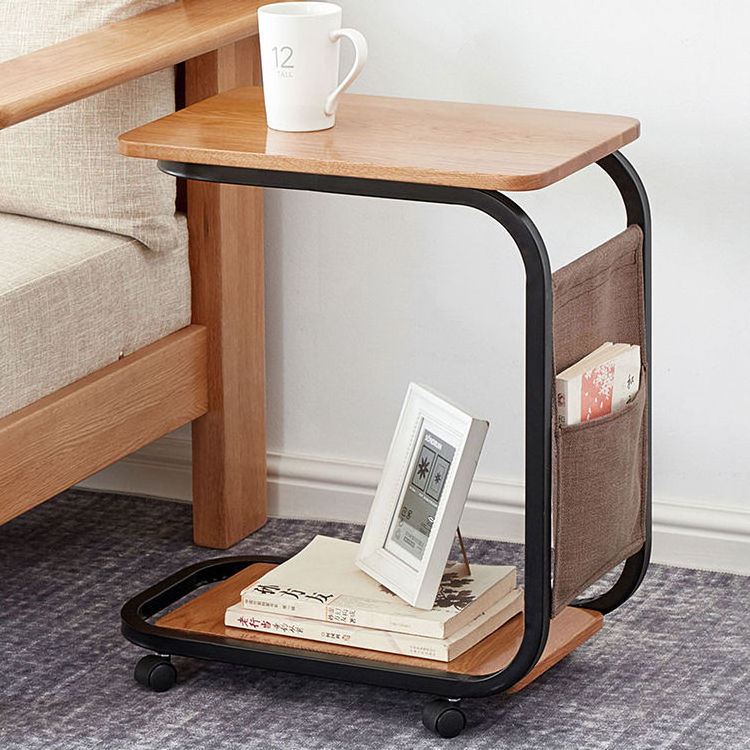 Rectangular Minimalist Decoration Hot Sell Living Room Coffee Table bedside movable end table on wheels