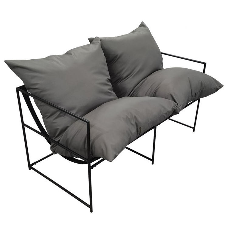 Hot Selling Nordic Minimalist Patio Fabric Lounge hand arm Chair Comfortable Metal Design Single or Double cafe Lazy Sofa Chair