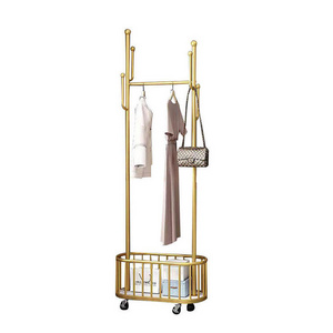 Vertical Clothes Hanger Rack Standing Hangers Nordic gold fashion clothes rack and hanger  Light Luxury Corner Movable Coat Rack