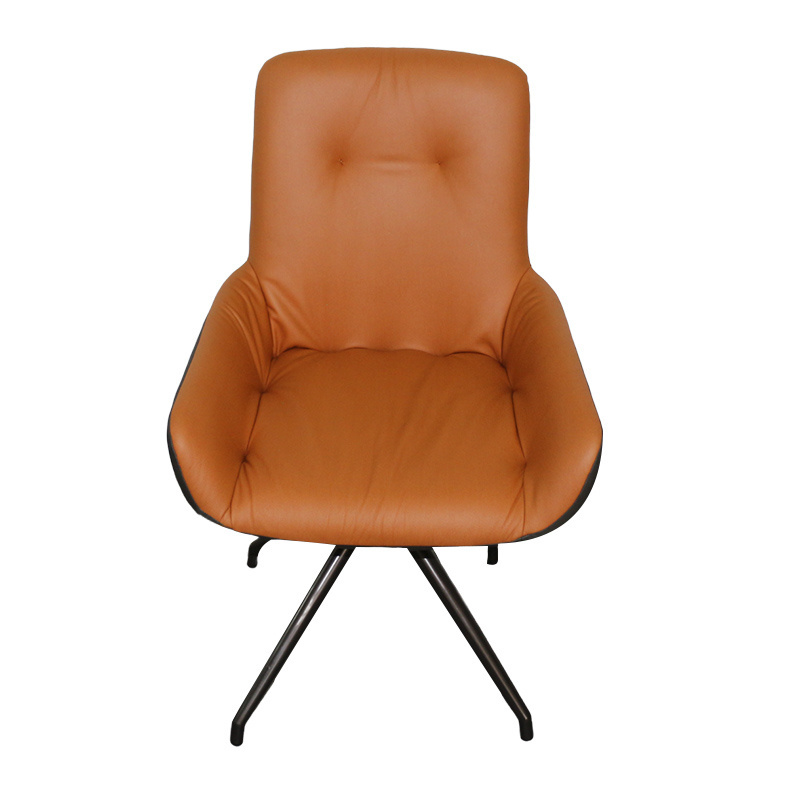 OEM Living Room Armchair Lounge Chair pu Leather Metal Base Leisure Cafe Chair for dining table Swivel Hand Chair sillas comedor