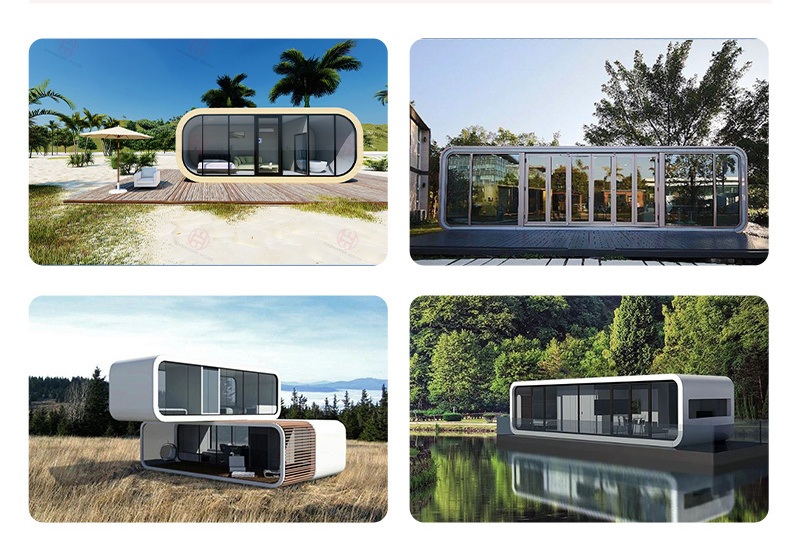 Luxury eco space capsule prefab house granny flats in australia office pod travel trailer apple cabin restaurant