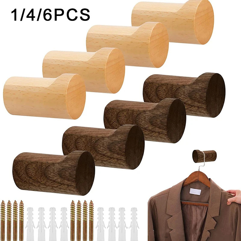 S141 Hot Selling High Quality Professional Home Decor White Wood Screw Wall Mounted Coat Hooks For Living Room