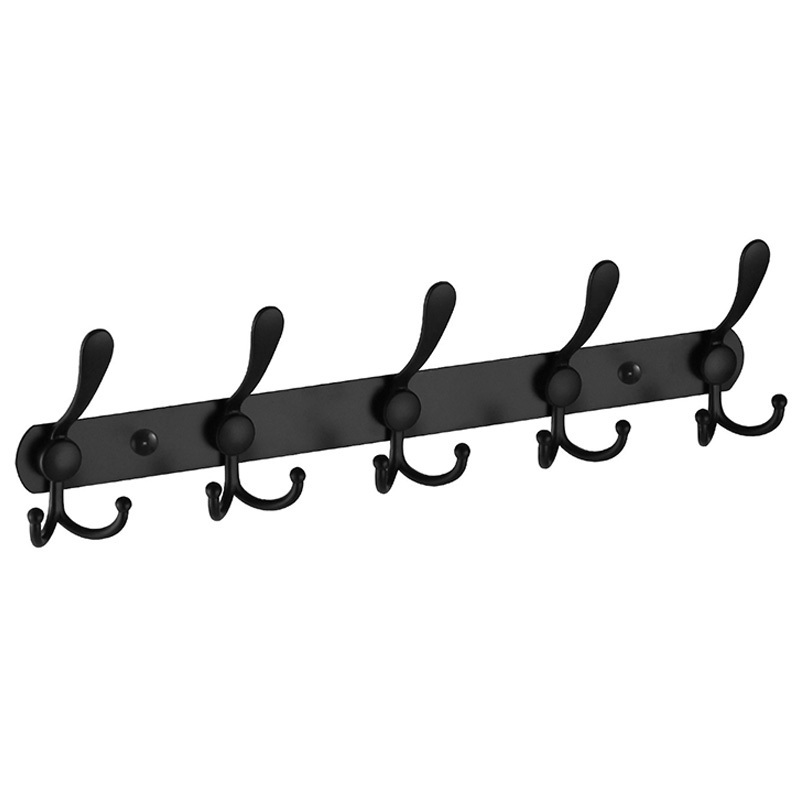 W1361 Black Stainless Steel Aluminium Alloy Wall Hook New Tri Coat Hook 5/6/7/8 Hooks