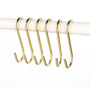 Y1187 Brass Hooks S-Shaped Hook for Hanging Kitchen Pots and Pans, Office, Bathroom, Closet Heavy Duty S Hooks