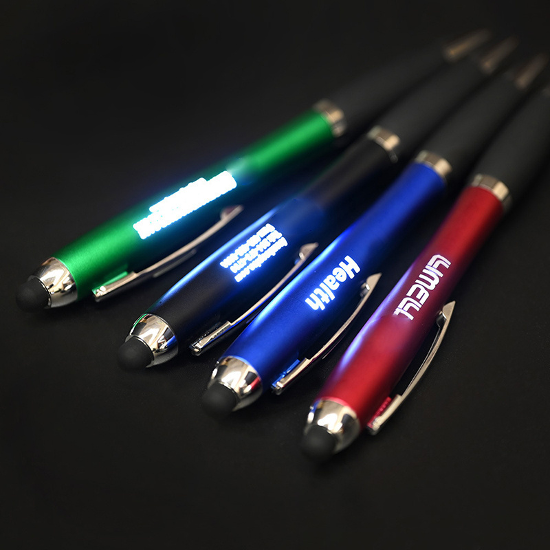 CJ429 Customized Logo LED Light Up Pen New 3 in 1 Glow Mobile Touch Ball Pen Stylus Advertising Promotional Gift Led Light Pen