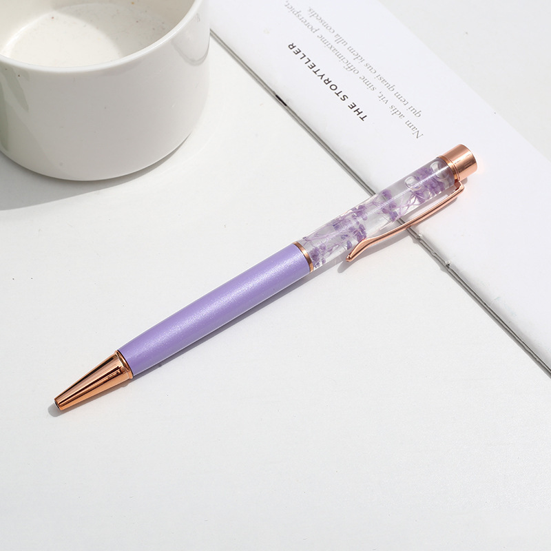 YS64 Novel design Promotional 3D Real Dry Flower Liquid Floating Ballpoint Pen Customized Flower Oil Pen for Promotion Gift