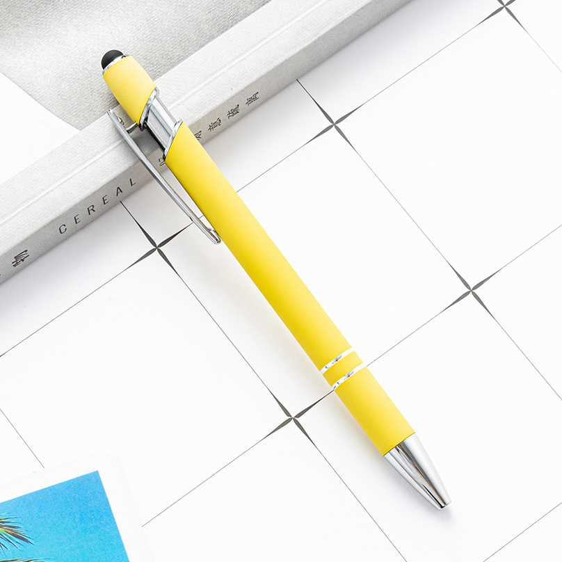 Custom Ball Pens With Logo Metal Aluminum Wholesale 2 in 1 Soft Rubber Touch Screen Stylus For Manufactures Stationery