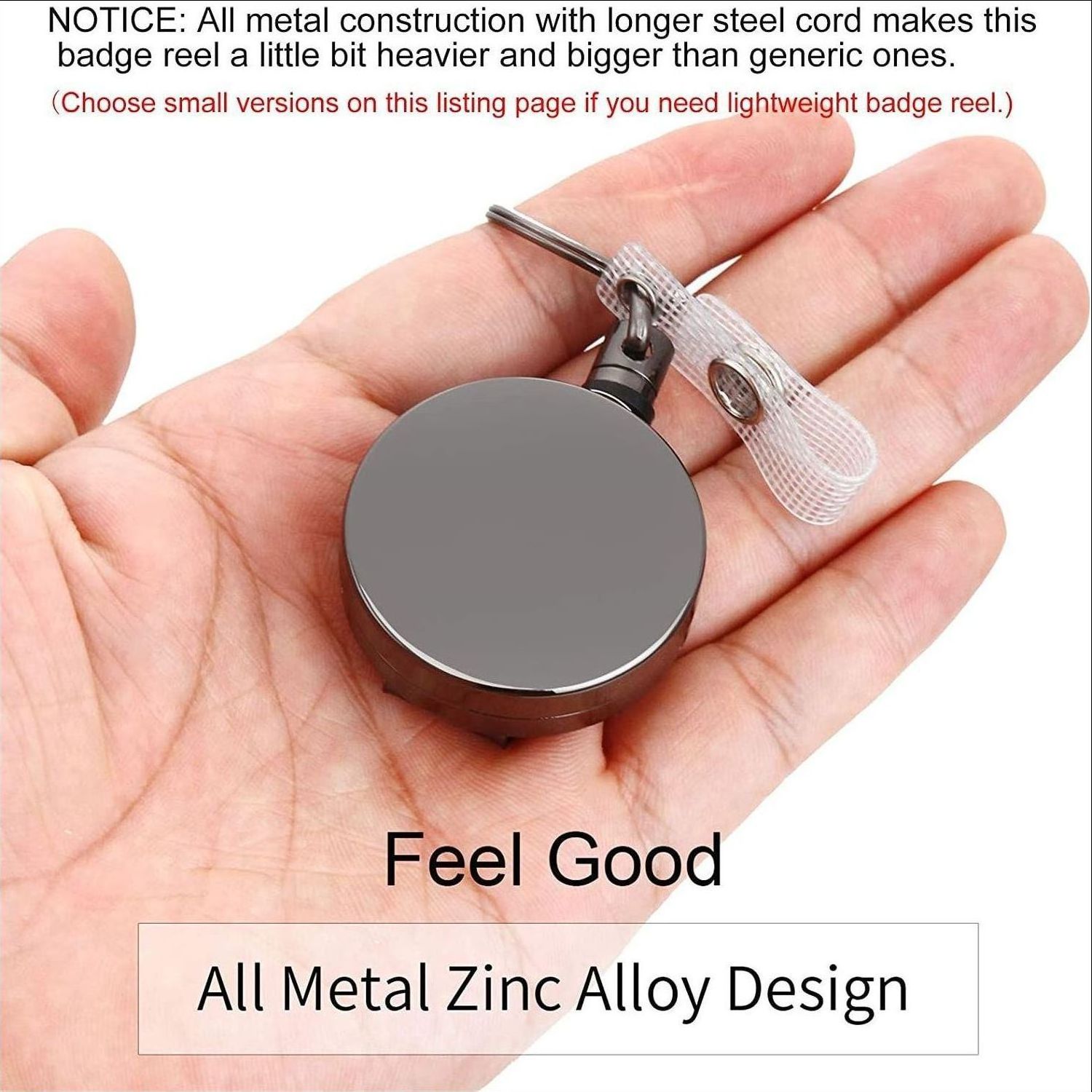 ZXX211 4CM ROUND Custom logo Stainless Steel key fob keychain retractable metal Badge reel Name ID badge holder with Belt Clip