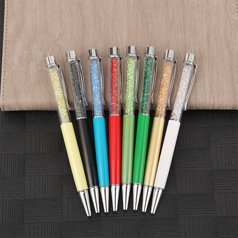 WSY7411 Wholesale holiday Crystal Diamond Metal luxury glitter liquid floating ball ballpoint pen stylus