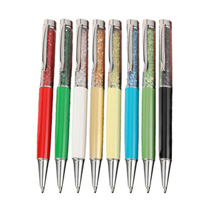 WSY7411 Wholesale holiday Crystal Diamond Metal luxury glitter liquid floating ball ballpoint pen stylus