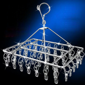 W4 Stainless Steel Clothes Clip Windproof Hanger Clips Drying Rack Hanger Sock Shorts Underwear Multifunction Drying Hanger