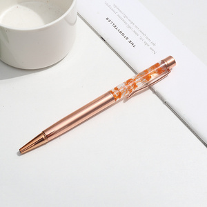 YS64 Novel design Promotional 3D Real Dry Flower Liquid Floating Ballpoint Pen Customized Flower Oil Pen for Promotion Gift