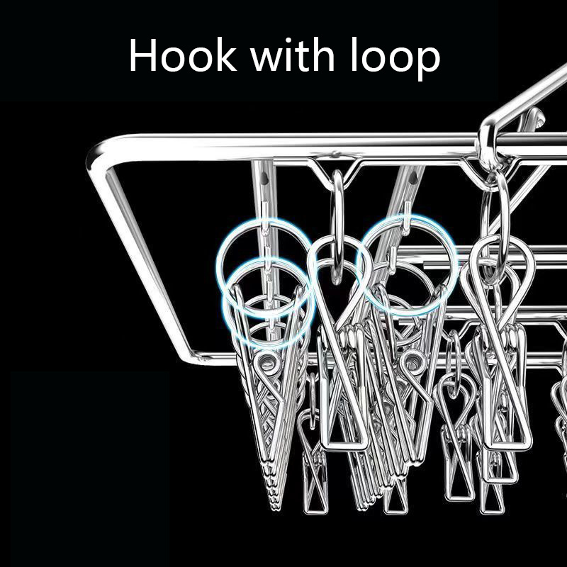 W4 Stainless Steel Clothes Clip Windproof Hanger Clips Drying Rack Hanger Sock Shorts Underwear Multifunction Drying Hanger