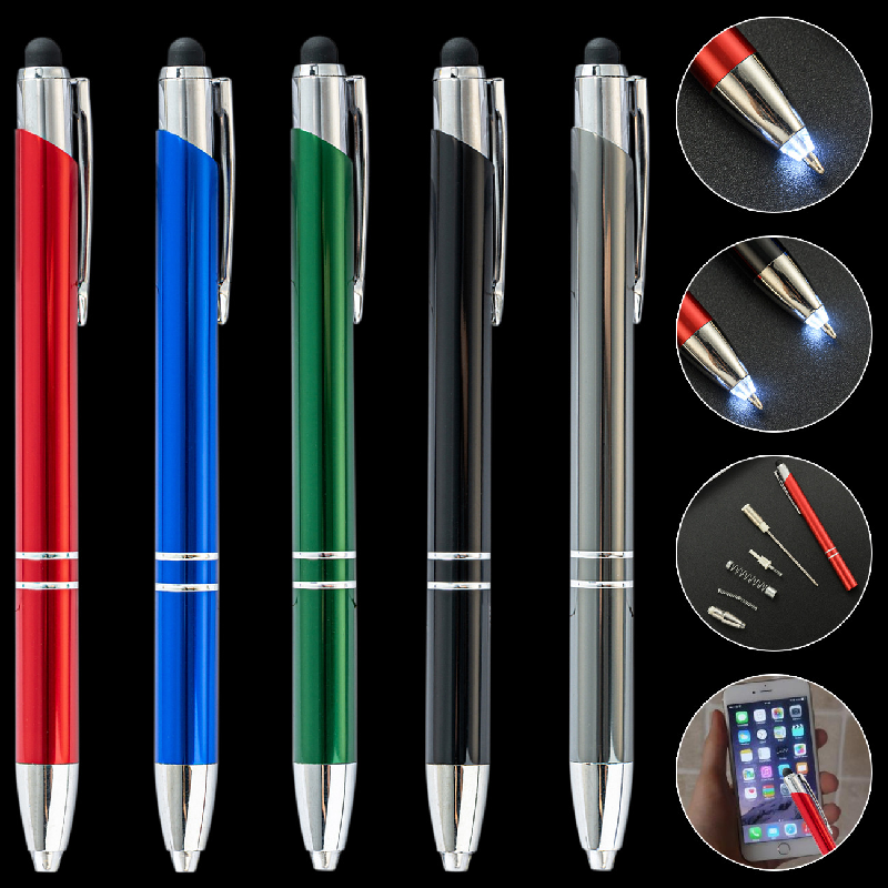 XJ169 Metal Ball Pen With Led Lighted Tip Flashlight Writing Ballpoint Pens LED Light Pen for Night Writing