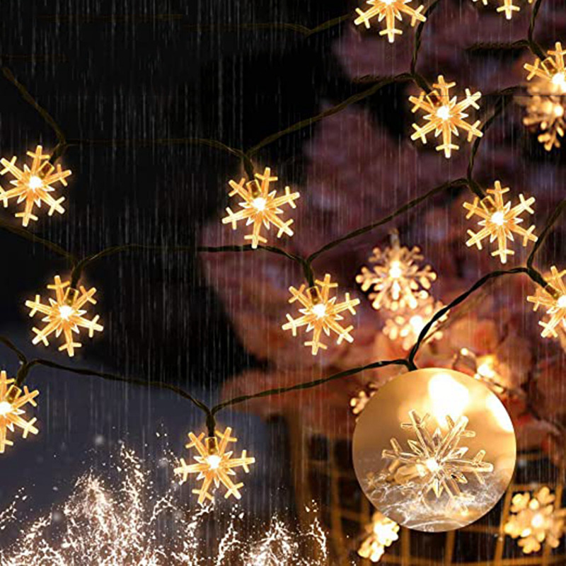 Christmas Snowflake String Lights 3 Meters 20 LED Hanging Decorations Battery Operated Fairy Lights